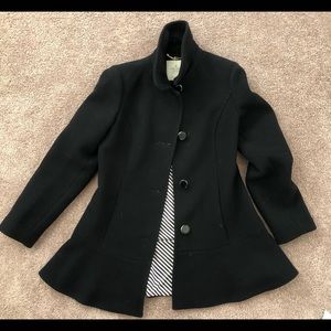 Kate Spade Black Wool Flounce Coat
